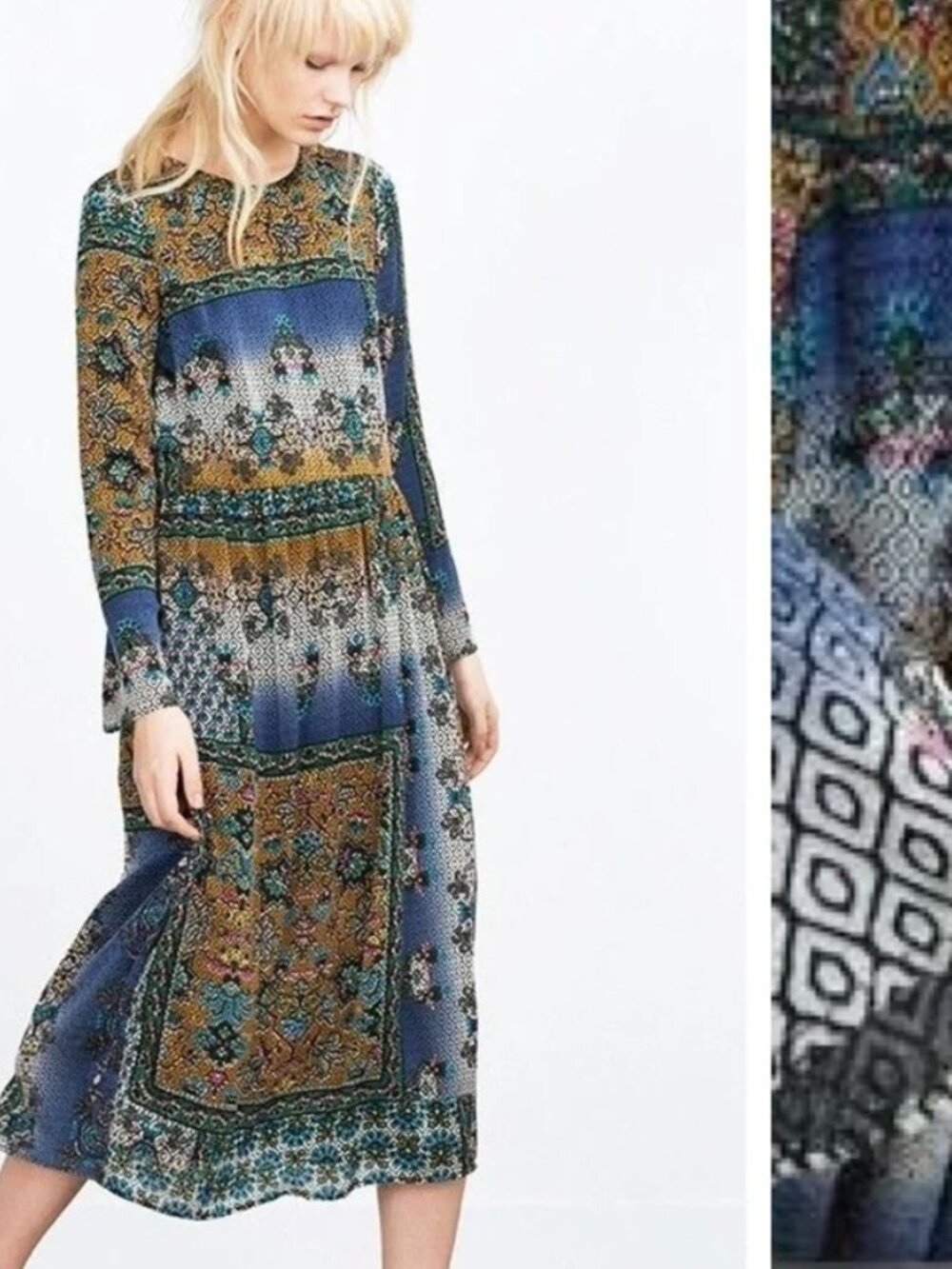 Zara Maxi Dress BOHO Multicolor Geometric Print S fashion blogger